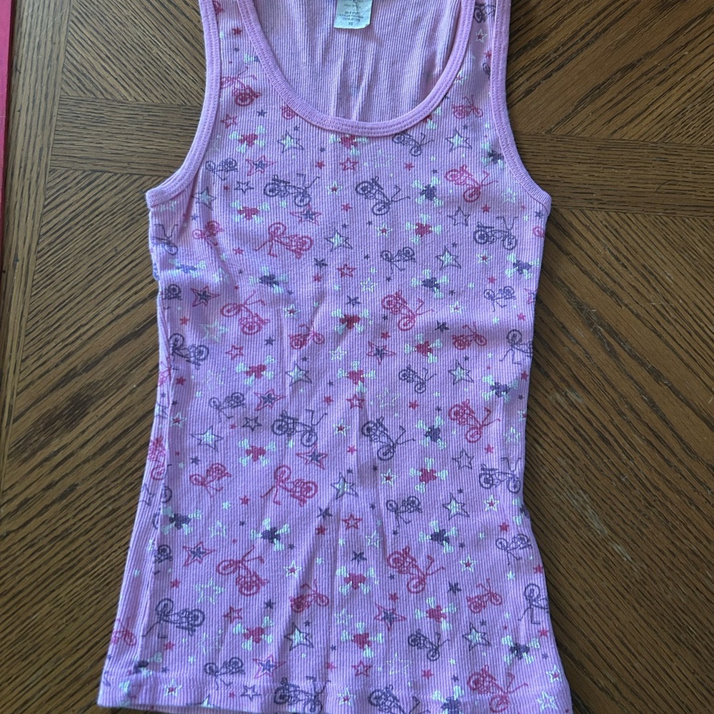 Vintage Delia's Pink Ribbed Graphic Tank Top w Bikes - Picture 7 of 13